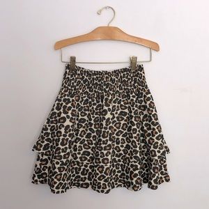 TopShop Tiered Ruffle Mini Skirt Leopard